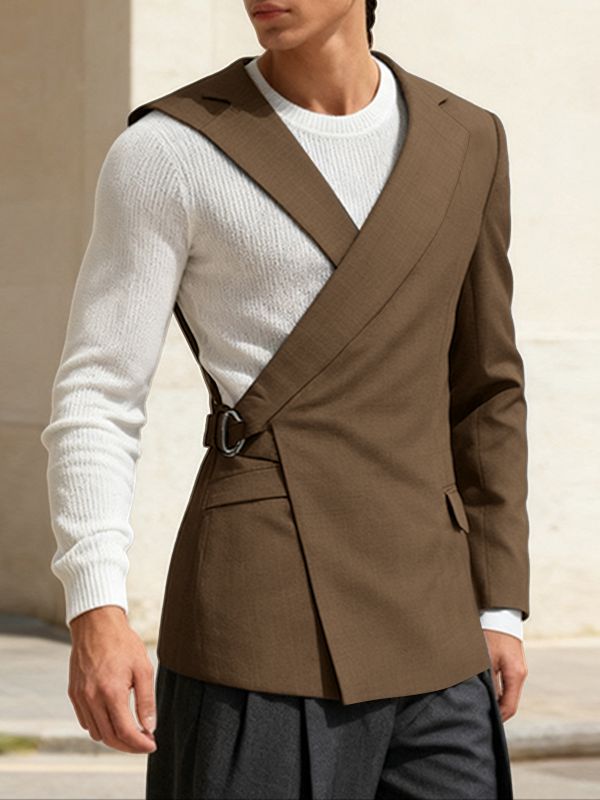 Men's Deconstructed One Shoulder Long Sleeve Blazer SKUL45018