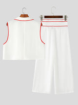 Mens Bold Stripe Cropped Casual Two Pieces Outfit SKUL23547