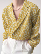 Men's Jacquard Texture Double Breasted Long Sleeve Blazer SKUL25809