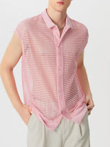 Mens Solid Mesh See Through Casual Shirt SKUK55783