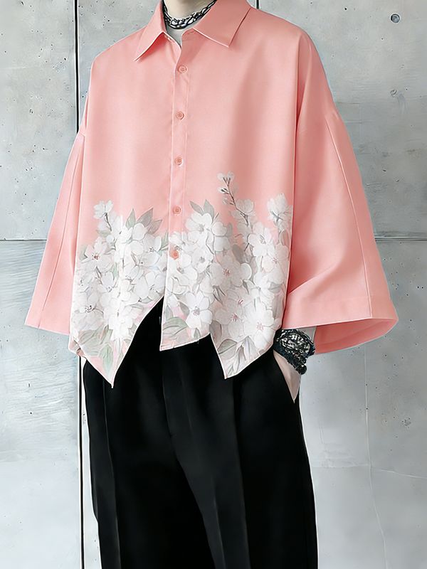 Men's Floral Print Loose Fit Shirt SKUL50077