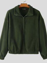 Men's Solid Color Fleece Long Sleeve Jacket SKUL39013