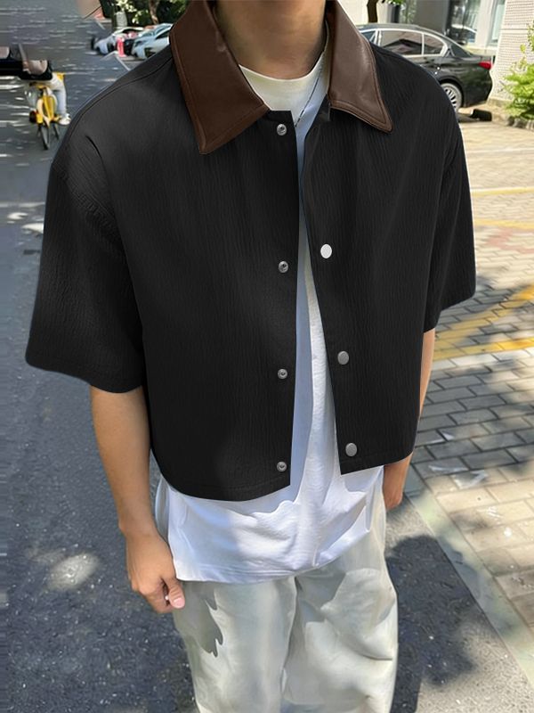 Men's Solid Color Utility Short Sleeve Shirt SKUL58671