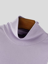 Men's Solid Color Textured High Neck T-Shirt SKUL27427