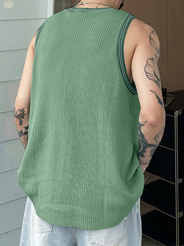 Mens Rib-Knit Crew Neck Sleeveless Vest SKUK24667