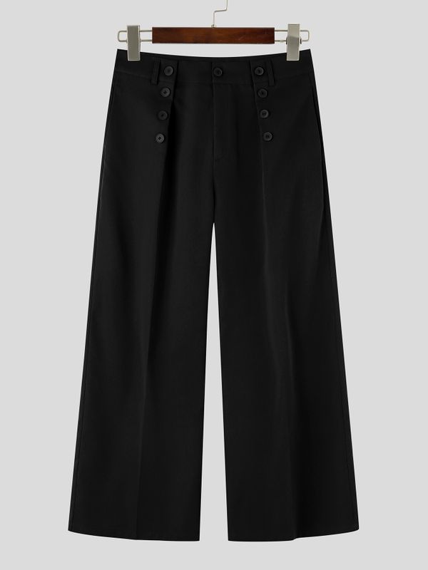Men's Vintage Dandy Art Exhibition Double-Breasted Button High-Waist Wide-Leg Pant SKUL86024