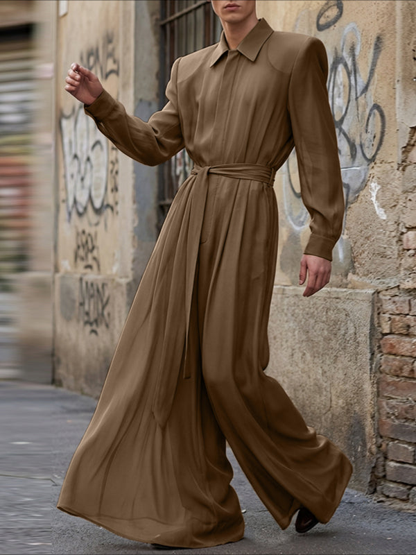 Men's Solid Color Semi Sheer Jumpsuit SKUL50098