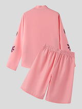 Men's Floral Print Stand Collar Two Piece Outfit SKUL45141