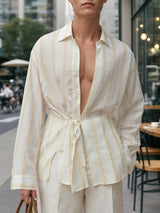 Men's Striped Casual Long Sleeve Shirt SKUL22244