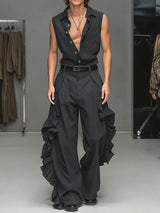 Men's Ruffle Patchwork Casual Two Pieces Outfit SKUL29598