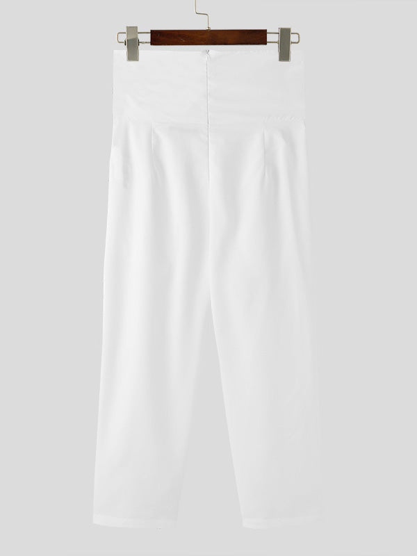 Mens Solid High Waist Wide-Legged Pants SKUK52863