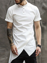 Mens Irregular Hem Short Sleeve Shirt SKUK66403