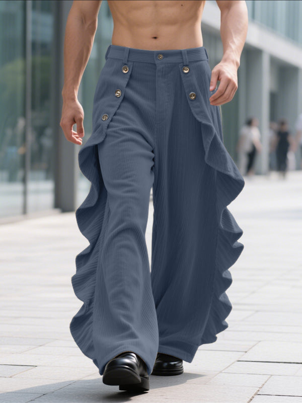 Men's Solid Color Ruffled Casual Pant SKUL29612