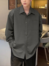 Men's Solid Color Casual Long Sleeve Shirt SKUL37259