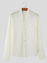 Mens Lightweight Pleated Textured Long-Sleeve Cardigan SKUK68202