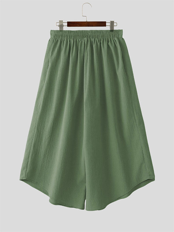 Mens Solid Color Loose Textured Casual Pant SKUL15573