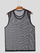 Mens Sheer Mesh Hollow-Out Sleeveless Tank SKUK97736