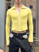 Men's Colorblock Flared Long Sleeve Cardigan SKUL25111