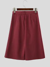 Men's Solid Color Loose Wide Leg Short SKUL58715
