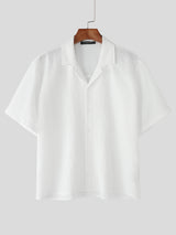 Mens Solid Color Textured Short-Sleeve Shirt SKUL11804