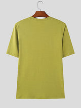 Mens Solid V-Neck Casual Short Sleeve T-Shirt SKUK60302