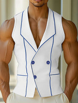 Mens Bold Stripe Contrast Color Casual Waistcoat SKUL19346