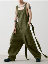 Men's Solid Color Loose Sleeveless Jumpsuit SKUL29581