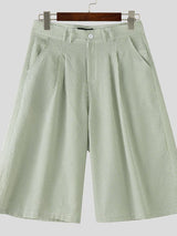 Men's Solid Color Plaid Loose Casual Short SKUL54099