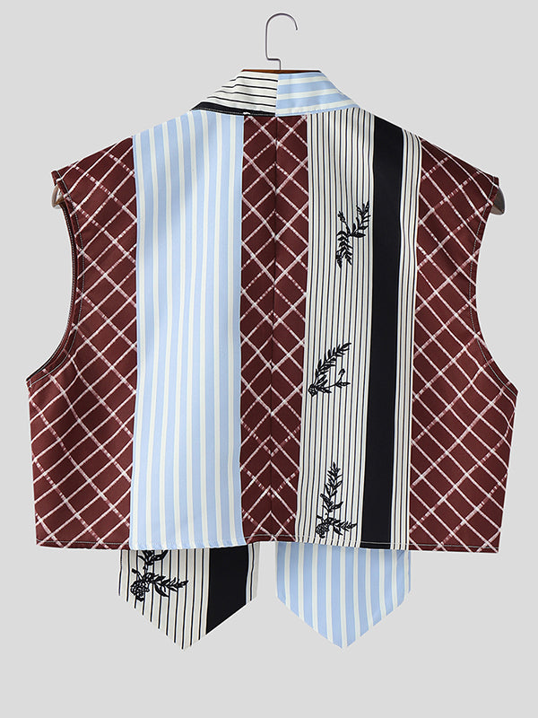 Mens Colorblock Cropped Sleeveless Waistcoat SKUL05672