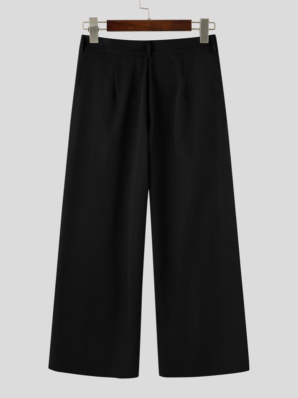 Men's Vintage Dandy Art Exhibition Double-Breasted Button High-Waist Wide-Leg Pant SKUL86024