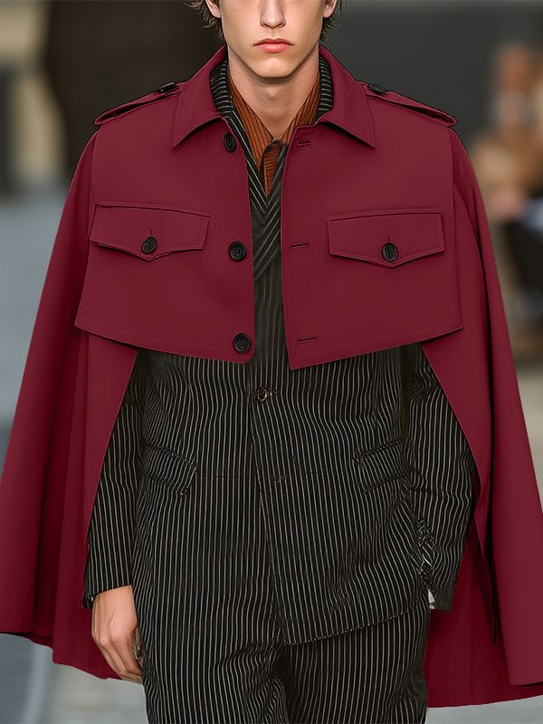 Men's Solid Deconstructed Cropped Cloak SKUL29726