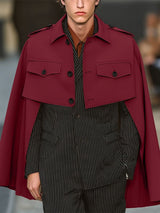 Men's Solid Deconstructed Cropped Cloak SKUL29726