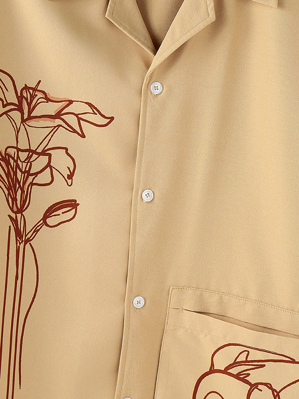 Mens Vacation Style Floral Print Short Sleeve Shirt SKUL06577