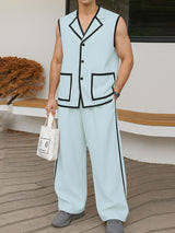 Mens Bold Stripe Color-Block Two Pieces Outfit SKUL15588