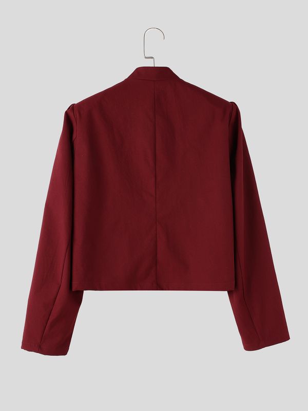 Men's Retro Party Hussar Military Frogging Cropped Long Sleeve Stand Collar Jacket SKUL81161
