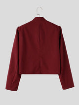Men's Retro Party Hussar Military Frogging Cropped Long Sleeve Stand Collar Jacket SKUL81161