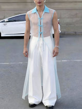 Men's Avant-Garde Longline Sheer Organza Sleeveless Shirt SKUL60268