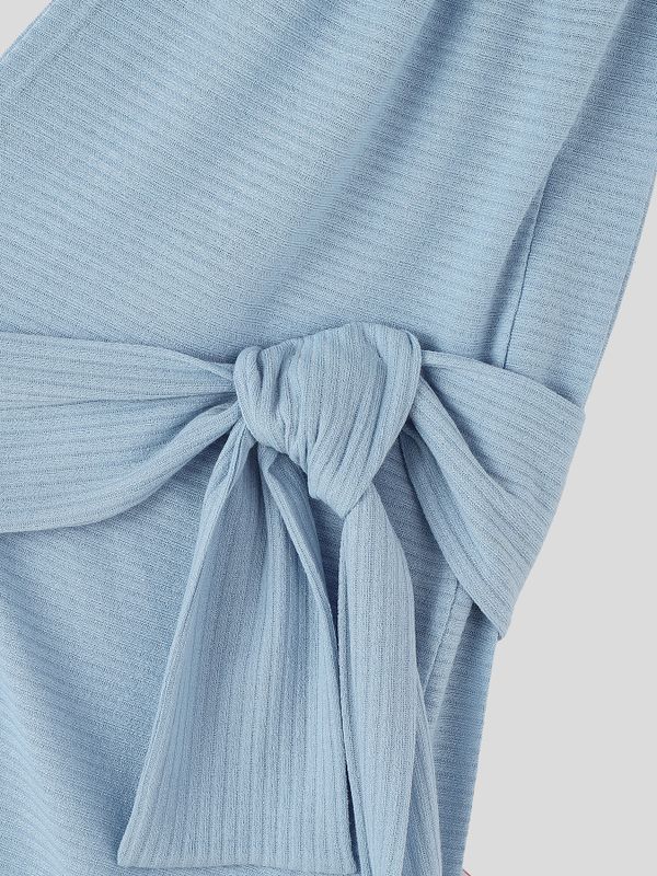 Men's Avant-Garde Asymmetrical One-Shoulder Side Tie-Knot Ribbed Texture Tank SKUL60919