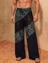 Men's Leopard Print Lace Wide-Leg Pant SKUL66102