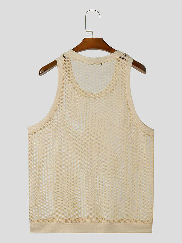 Mens Sexy Mesh Hollow-Out Sleeveless Tank SKUK68779