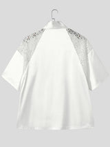 Men's New Chinese Style Lace Patchwork Mosque Graphic Frog Button Cardigan SKUL61201