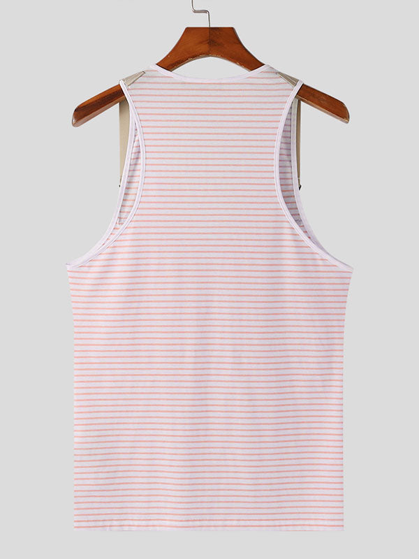 Mens  Fashion Striped U-Neck Sleeveless Tank SKUK64014