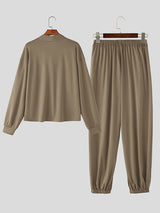 Men's Solid Color Casual Two Pieces Outfit SKUL45418