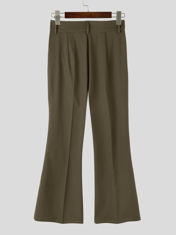 Men's Retro Clean Fit Crisp Drape Tailored Long Flared Suit Pant SKUL82469