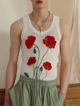 Mens Floral Print Crew Neck Tank SKUK70459