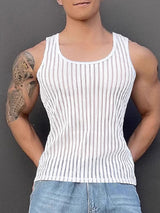 Mens Striped Sheer Casual Tank SKUL15389