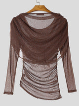 Mens Shimmer Sheer Hooded Long-Sleeve T-Shirt SKUK84560