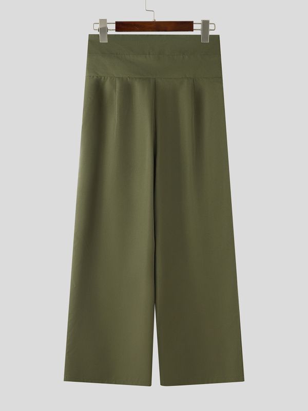 Men's Y2K Avant-Garde Criss-Cross High-Waisted Wide-Leg Pant SKUL75511