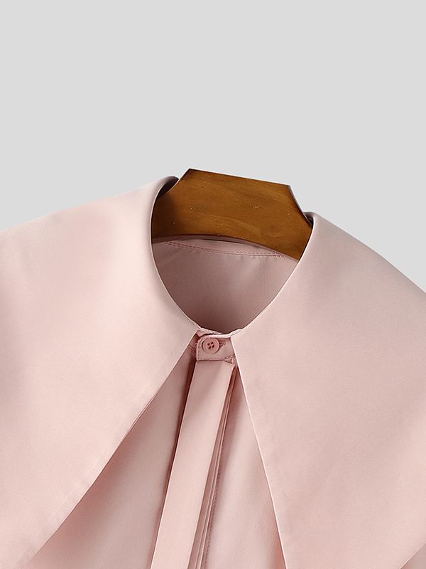 Men's Solid Color Sailor Collar Lamb Chop Sleeve Shirt SKUL45320