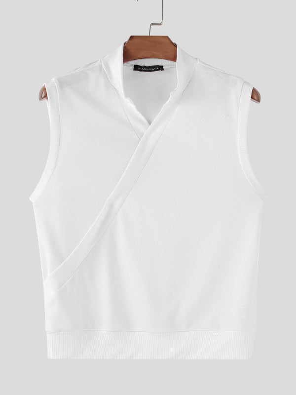 Mens Solid Color Textured Casual Tank SKUL17032